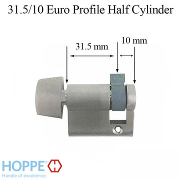 41.5mm Hoppe Inactive 31.5/10 Euro Profile Half Cylinder with 90° Turn and Dallas D-Knob - 413110810